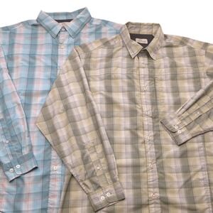 Set of 2 Bob Timberlake Plaid Long Sleeve Button Vented Fishing Shirt Mens Large